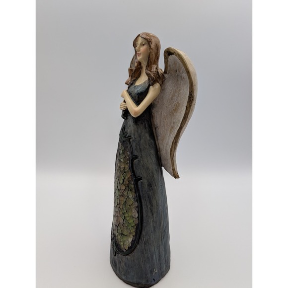 Christmas Holiday Angel Holding Star Blue Resin Mosaic Stained Glass Home Decor - Picture 5 of 16